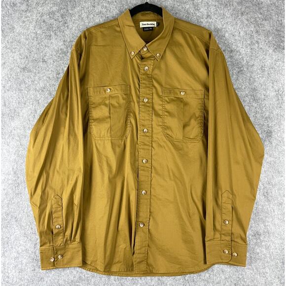 Tom Bekbe Shirt Mens XL Mustard Yellow Button Down Long Sleeve Cotton Blend - Picture 1 of 14